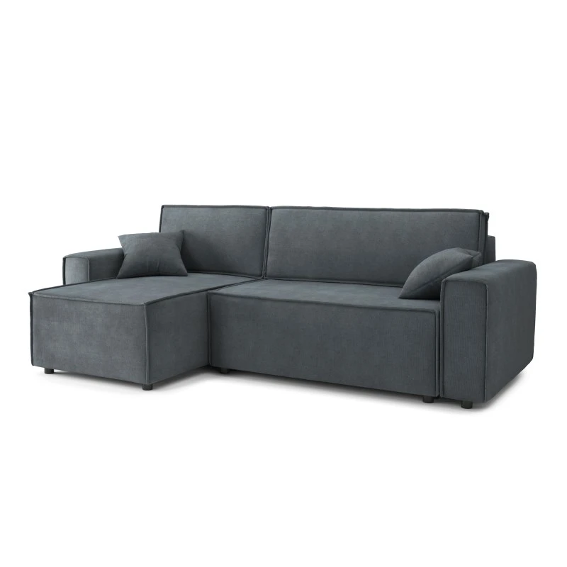 Canapé D'angle MIRA Convertible Et Réversible Velours Gris Souris 3 Canapé D'angle MIRA Convertible Et Réversible Velours Gris Souris – Image 3