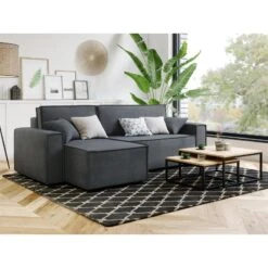 Canapé D'angle MIRA Convertible Et Réversible Velours Gris Souris 14 Canapé D'angle MIRA Convertible Et Réversible Velours Gris Souris -Maison Jardin Élégance canape d angle mira convertible et reversible velours gris souris 6