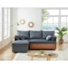 Canapé D'angle WOOD En Tissu Gris 4 Places Réversible Convertible Coffre