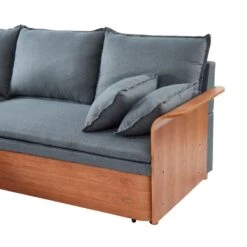 Canapé D'angle WOOD En Tissu Gris 4 Places Réversible Convertible Coffre -Maison Jardin Élégance canape d angle wood tissu gris 4 places reversible convertible coffr 4