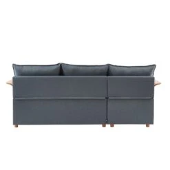 Canapé D'angle WOOD En Tissu Gris 4 Places Réversible Convertible Coffre -Maison Jardin Élégance canape d angle wood tissu gris 4 places reversible convertible coffr 7