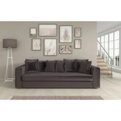 Canapé Droit ADEL Cacharel Fixe En Velours Moka