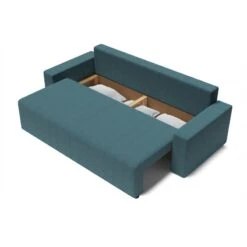 Canapé Droit ALMA Convertible Tissu Bleu Paon 3 Places -Maison Jardin Élégance canape droit alma convertible tissu bleu paon 3 places 4