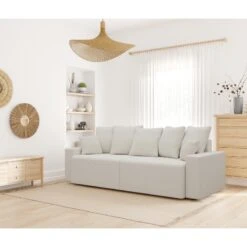 Canapé Droit ALMA Convertible Tissu Bouclette Blanc 3 Places -Maison Jardin Élégance canape droit alma convertible tissu bouclette blanc 3 places 7