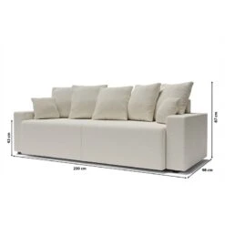 Canapé Droit ALMA Convertible Tissu Bouclette Blanc 3 Places -Maison Jardin Élégance canape droit alma convertible tissu bouclette blanc 3 places 8