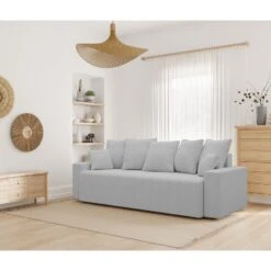 Canapé Droit ALMA Convertible Tissu Gris 3 Places -Maison Jardin Élégance canape droit alma convertible tissu gris 3 places 8