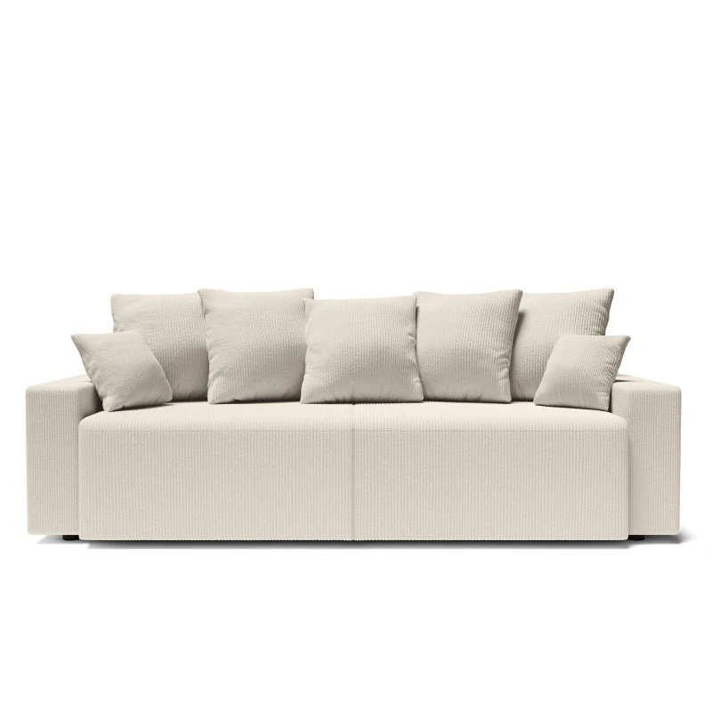 Canapé Droit ALMA Convertible Velours Côtelé Beige 3 Places 2 Canapé Droit ALMA Convertible Velours Côtelé Beige 3 Places – Image 2