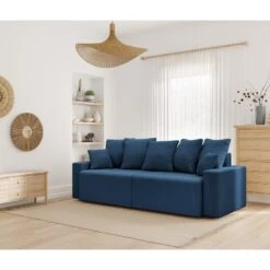 Canapé Droit ALMA Convertible Velours Côtelé Bleu Cobalt 3 Places 18 Canapé Droit ALMA Convertible Velours Côtelé Bleu Cobalt 3 Places -Maison Jardin Élégance canape droit alma convertible velours cotele bleu cobalt 3 places 8