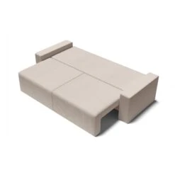 Canapé Droit ALMA Convertible Velours Côtelé Grège 3 Places -Maison Jardin Élégance canape droit alma convertible velours cotele grege 3 places 3