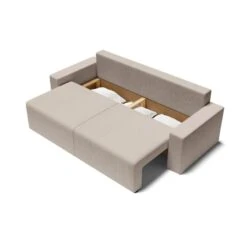 Canapé Droit ALMA Convertible Velours Côtelé Grège 3 Places -Maison Jardin Élégance canape droit alma convertible velours cotele grege 3 places 4