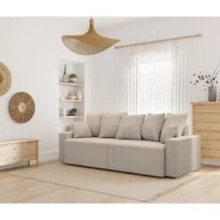 Canapé Droit ALMA Convertible Velours Côtelé Grège 3 Places -Maison Jardin Élégance canape droit alma convertible velours cotele grege 3 places 8