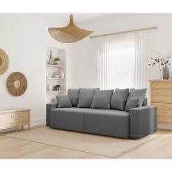 Canapé Droit ALMA Convertible Velours Côtelé Gris Souris 3 Places -Maison Jardin Élégance canape droit alma convertible velours cotele gris souris 3 places 8