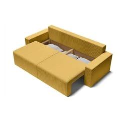 Canapé Droit ALMA Convertible Velours Côtelé Jaune 3 Places -Maison Jardin Élégance canape droit alma convertible velours cotele jaune 3 places 4