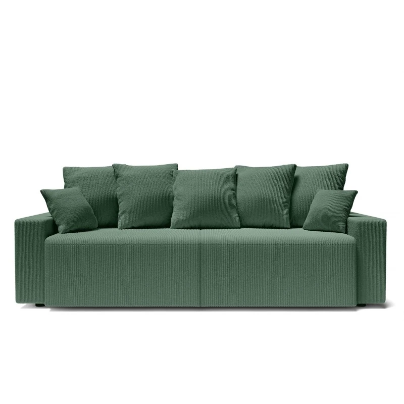 Canapé Droit ALMA Convertible Velours Côtelé Vert 3 Places 2 Canapé Droit ALMA Convertible Velours Côtelé Vert 3 Places – Image 2