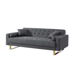 Canapé Droit Auguste Droit Convertible 3 Places Tissu Chiné Gris -Maison Jardin Élégance canape droit auguste droit convertible 3 places tissu chine gris 3