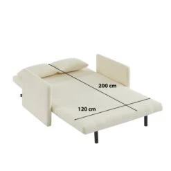 Canapé Droit JADE En Tissu Bouclette Beige Convertible 2 Places -Maison Jardin Élégance canape droit jade en tissu bouclette beige convertible 2 places 7