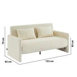 Canapé Droit JADE En Tissu Bouclette Beige Convertible 3 Places -Maison Jardin Élégance canape droit jade en tissu bouclette beige convertible 3 places 6