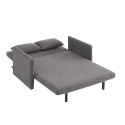 Canapé Droit JADE En Tissu Bouclette Gris Convertible 2 Places -Maison Jardin Élégance canape droit jade en tissu bouclette gris convertible 2 places 3