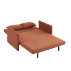 Canapé Droit JADE En Tissu Bouclette Terracotta Convertible 2 Places -Maison Jardin Élégance canape droit jade en tissu bouclette terracotta convertible 2 places 3