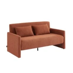 Canapé Droit JADE En Tissu Bouclette Terracotta Convertible 3 Places -Maison Jardin Élégance canape droit jade en tissu bouclette terracotta convertible 3 places 2