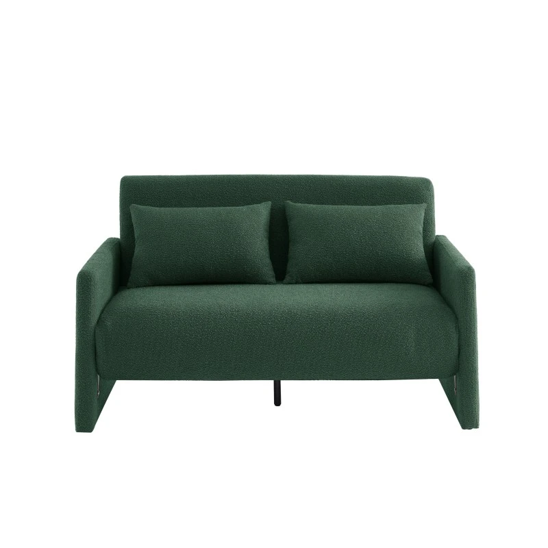 Canapé Droit JADE En Tissu Bouclette Vert Convertible 2 Places 2 Canapé Droit JADE En Tissu Bouclette Vert Convertible 2 Places – Image 2