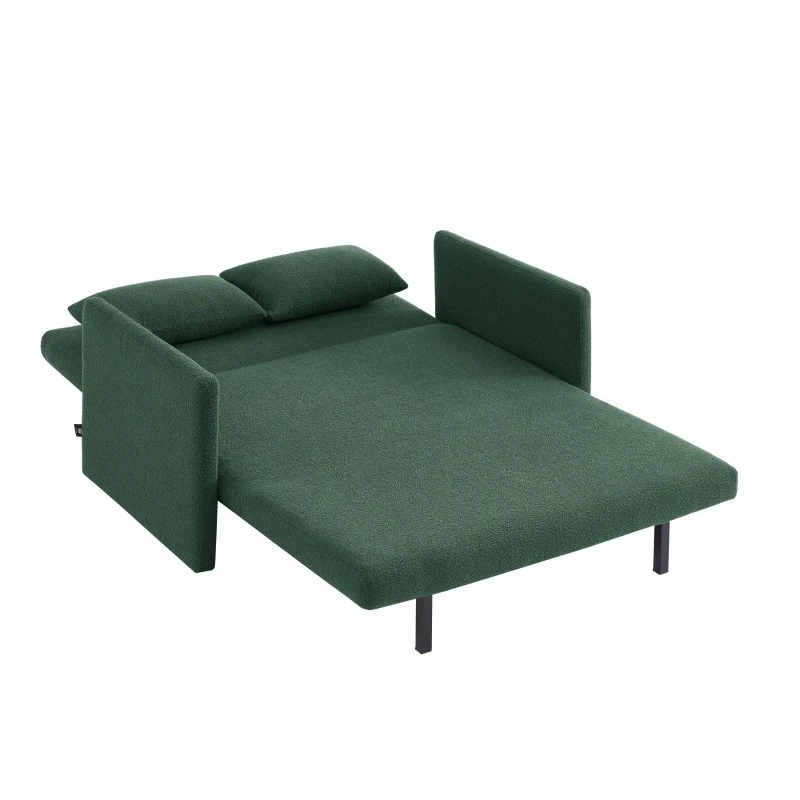 Canapé Droit JADE En Tissu Bouclette Vert Convertible 2 Places 4 Canapé Droit JADE En Tissu Bouclette Vert Convertible 2 Places – Image 4