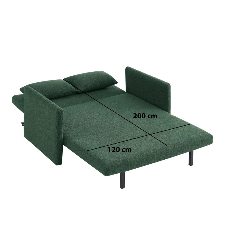 Canapé Droit JADE En Tissu Bouclette Vert Convertible 2 Places 8 Canapé Droit JADE En Tissu Bouclette Vert Convertible 2 Places – Image 8