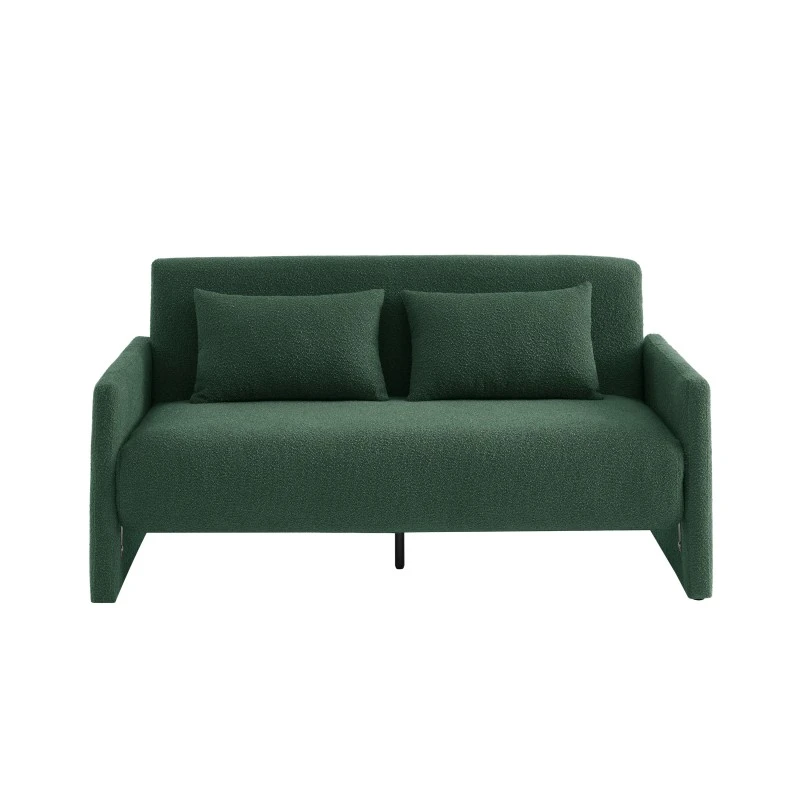 Canapé Droit JADE En Tissu Bouclette Vert Convertible 3 Places 2 Canapé Droit JADE En Tissu Bouclette Vert Convertible 3 Places – Image 2
