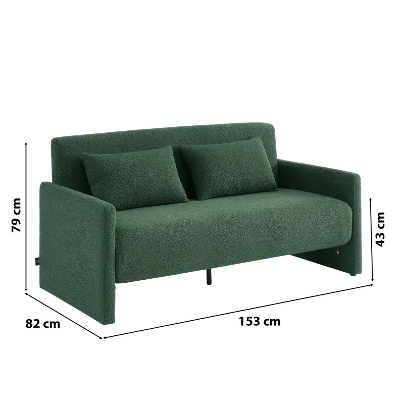 Canapé Droit JADE En Tissu Bouclette Vert Convertible 3 Places 7 Canapé Droit JADE En Tissu Bouclette Vert Convertible 3 Places – Image 7