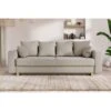 Canapé Droit KRISTI Convertible Tissu Grège 3 Places