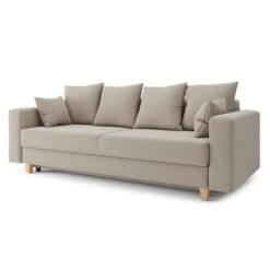 Canapé Droit KRISTI Convertible Tissu Grège 3 Places -Maison Jardin Élégance canape droit kristi convertible tissu grege 2