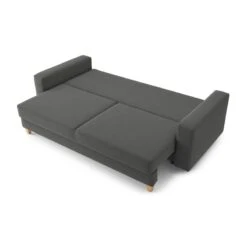 Canapé Droit KRISTI Convertible Tissu Gris 3 Places -Maison Jardin Élégance canape droit kristi convertible tissu gris 3