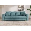 Canapé Droit KRISTI Convertible Velours Côtelé Bleu Clair 3 Places