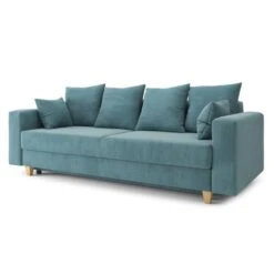 Canapé Droit KRISTI Convertible Velours Côtelé Bleu Clair 3 Places -Maison Jardin Élégance canape droit kristi convertible velours cotele bleu clair 2