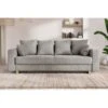 Canapé Droit KRISTI Convertible Velours Côtelé Gris Clair 3 Places