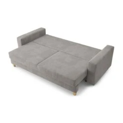 Canapé Droit KRISTI Convertible Velours Côtelé Gris Clair 3 Places -Maison Jardin Élégance canape droit kristi convertible velours cotele gris clair 3