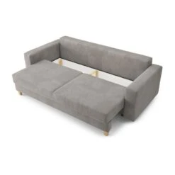Canapé Droit KRISTI Convertible Velours Côtelé Gris Clair 3 Places -Maison Jardin Élégance canape droit kristi convertible velours cotele gris clair 4
