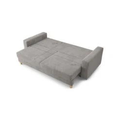 Canapé Droit KRISTI Convertible Velours Côtelé Gris Clair 3 Places -Maison Jardin Élégance canape droit kristi convertible velours cotele gris clair 9