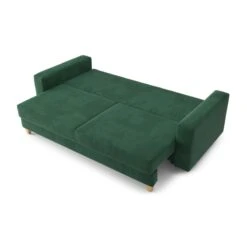 Canapé Droit KRISTI Convertible Velours Côtelé Vert 3 Places -Maison Jardin Élégance canape droit kristi convertible velours cotele vert 3 places 3