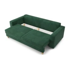 Canapé Droit KRISTI Convertible Velours Côtelé Vert 3 Places -Maison Jardin Élégance canape droit kristi convertible velours cotele vert 3 places 4