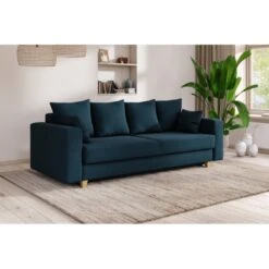 Canapé Droit KRISTI Convertible Tissu Bleu 3 Places -Maison Jardin Élégance canape droit kristi tissu bleu convertible 3pl 7