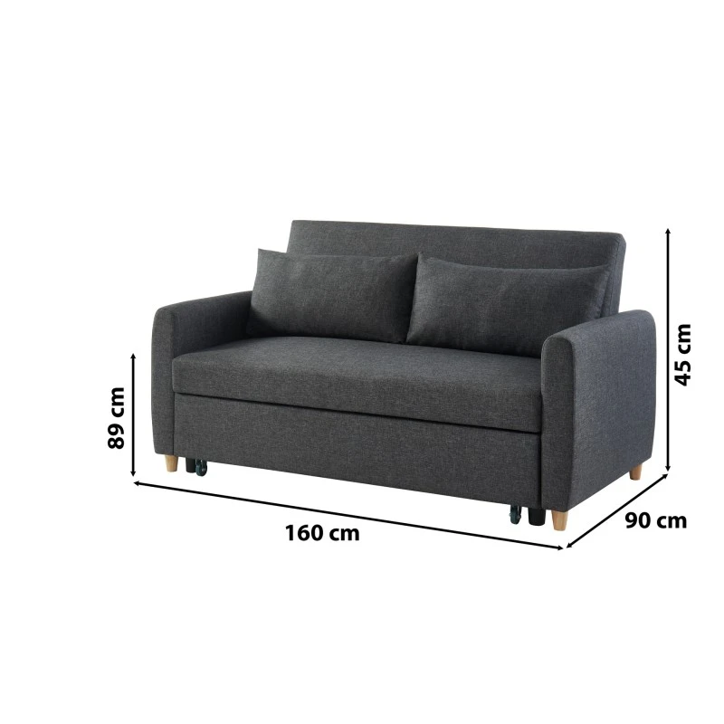 Canapé Droit LAURA En Tissu Anthracite Convertible 3 Places 9 Canapé Droit LAURA En Tissu Anthracite Convertible 3 Places – Image 9