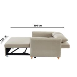 Canapé Droit LAURA En Tissu Beige Convertible 2 Places -Maison Jardin Élégance canape droit laura en tissu beige convertible 2 places 9