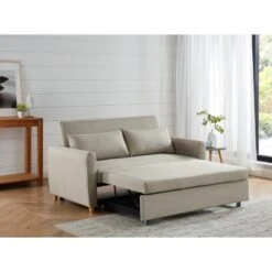 Canapé Droit LAURA En Tissu Beige Convertible 3 Places -Maison Jardin Élégance canape droit laura en tissu beige convertible 3 places 7