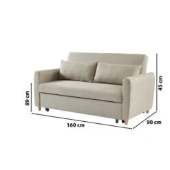 Canapé Droit LAURA En Tissu Beige Convertible 3 Places -Maison Jardin Élégance canape droit laura en tissu beige convertible 3 places 8