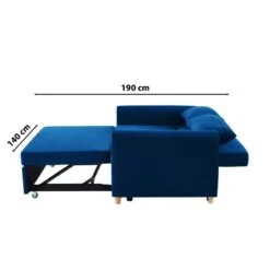 Canapé Droit LAURA En Velours Bleu Convertible 3 Places -Maison Jardin Élégance canape droit laura en velours bleu convertible 3 places 9