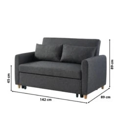 Canapé Droit LAURA En Velours Gris Convertible 2 Places -Maison Jardin Élégance canape droit laura en velours gris convertible 2 places 9