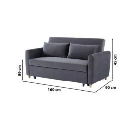 Canapé Droit LAURA En Velours Gris Convertible 3 Places -Maison Jardin Élégance canape droit laura en velours gris convertible 3 places 8