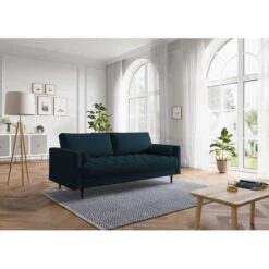 Canapé Droit MAEL Cacharel En Tissu Bleu Foncé Fixe -Maison Jardin Élégance canape droit mael cacharel tissu bleu fonce 3 places 4