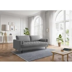 Canapé Droit MAEL Cacharel En Tissu Gris Chiné Fixe -Maison Jardin Élégance canape droit mael cacharel tissu gris chine 3 places 4